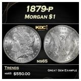 1879-p Morgan Dollar $1 Grades ms65