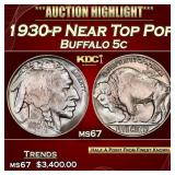 1930-p Buffalo Nickel Near Top Pop 5c ms67 SEGS