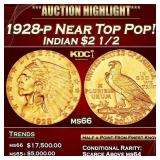 1928-p Gold Indian Quarter Eagle Near Top Pop! $2