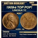 1909-s Lincoln Cent TOP POP! 1c ms66+ rb SEGS