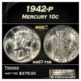 1942-p Mercury Dime 10c ms67 fsb SEGS