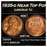 1935-d Lincoln Cent Near Top Pop 1c ms67 rd SEGS