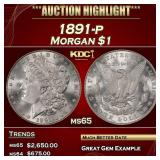 1891-p Morgan Dollar $1 ms65 SEGS