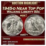 1945-d Walking Liberty Half Dollar Near Top Pop 50