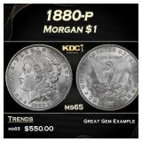 1880-p Morgan Dollar $1 Grades ms65