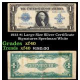 1923 $1 large size Silver Certificate Grades xf Si