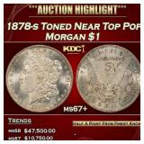 1878-s Morgan Dollar Toned Near Top Pop $1 ms67+ S