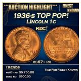 1936-s Lincoln Cent TOP POP! 1c ms67+ rd SEGS