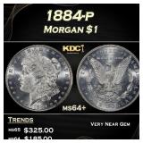 1884-p Morgan Dollar $1 Grades ms64+