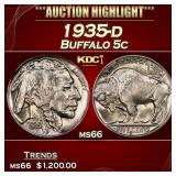 1935-d Buffalo Nickel 5c ms66 SEGS