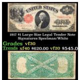 1917 $1 Large Size Legal Tender Note Grades vf++ S