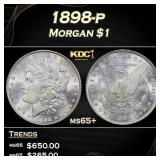 1898-p Morgan Dollar $1 Grades ms65+