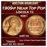 1909-p Lincoln Cent Near Top Pop! 1c ms67 rd SEGS