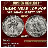 1943-d Walking Liberty Half Dollar Near Top Pop 50