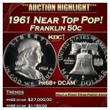 1961 Proof Franklin Half Dollar Near Top Pop! 50c