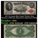 1917 $2 Large Size Legal Tender Note Thomas Jeffer