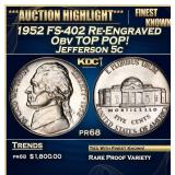 1952 FS-402 Re-Engraved Obv Proof Jefferson Nickel