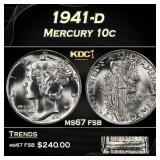 1941-d Mercury Dime 10c ms67 fsb SEGS