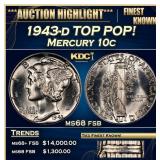 1943-d Mercury Dime TOP POP! 10c ms68 fsb SEGS