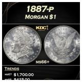 1887-p Morgan Dollar $1 ms66+ SEGS