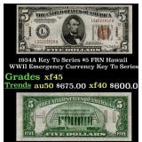 1934A $5 FRN Hawaii WWII Emergency Currency Key To