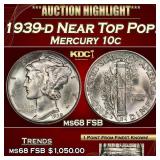 1939-d Mercury Dime Near Top Pop! 10c ms68 FSB SEG
