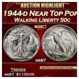1944-d Walking Liberty Half Dollar Near Top Pop 50