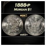 1888-p Morgan Dollar $1 Grades ms63+