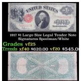 1917 $1 Large Size Legal Tender Note Grades vf+ Si