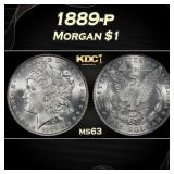 1889-p Morgan Dollar $1 Grades ms63
