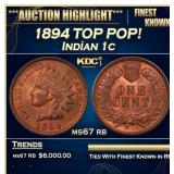 1894 Indian Cent TOP POP! 1c ms67 rb SEGS