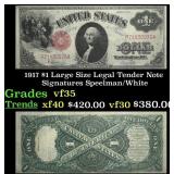 1917 $1 Large Size Legal Tender Note Grades vf++ S
