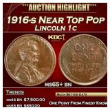 1916-s Lincoln Cent Near Top Pop 1c ms65+ bn SEGS