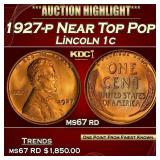 1927-p Lincoln Cent Near Top Pop! 1c ms67 rd SEGS