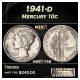 1941-d Mercury Dime 10c ms67 fsb SEGS