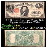 1917 $1 Large Size Legal Tender Note Grades vf+ Si