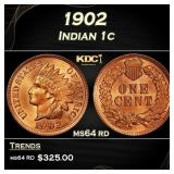 1902 Indian Cent . 1c Grades ms64 rd