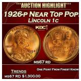 1926-p Lincoln Cent Near Top Pop! 1c ms67 rd SEGS