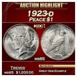 1923-d Peace Dollar $1 ms65 SEGS