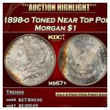 1898-o Morgan Dollar Toned Near Top Pop $1 ms67+ S
