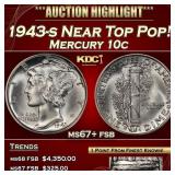 1943-s Mercury Dime Near Top Pop! 10c ms67+ fsb SE