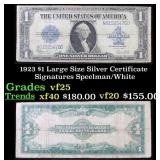 1923 $1 large size Silver Certificate Grades vf+ S