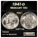 1941-d Mercury Dime 10c ms67 fsb SEGS
