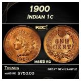 1900 Indian Cent . 1c Grades ms65 rd