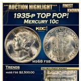 1935-p Mercury Dime TOP POP! 10c ms68 fsb SEGS