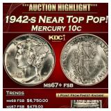 1942-s Mercury Dime Near Top Pop! 10c ms67+ fsb SE
