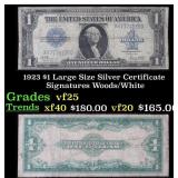 1923 $1 large size Silver Certificate Grades vf+ S