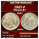 1921-p Peace Dollar $1 ms64+ SEGS