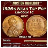 1926-s Lincoln Cent Near Top Pop 1c ms65+ rb SEGS