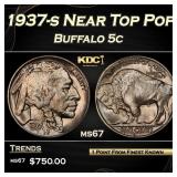 1937-s Buffalo Nickel Near Top Pop 5c ms67 SEGS